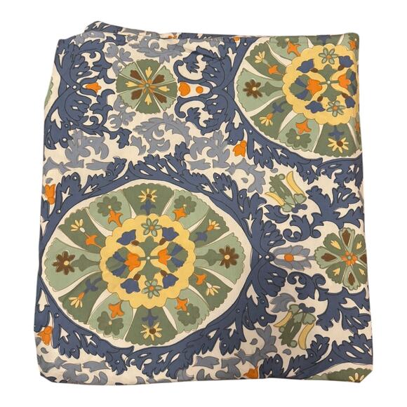 Pottery Barn Caesarea Medallion cotton duvet cover blue green white Queen/ Full - Picture 1 of 14